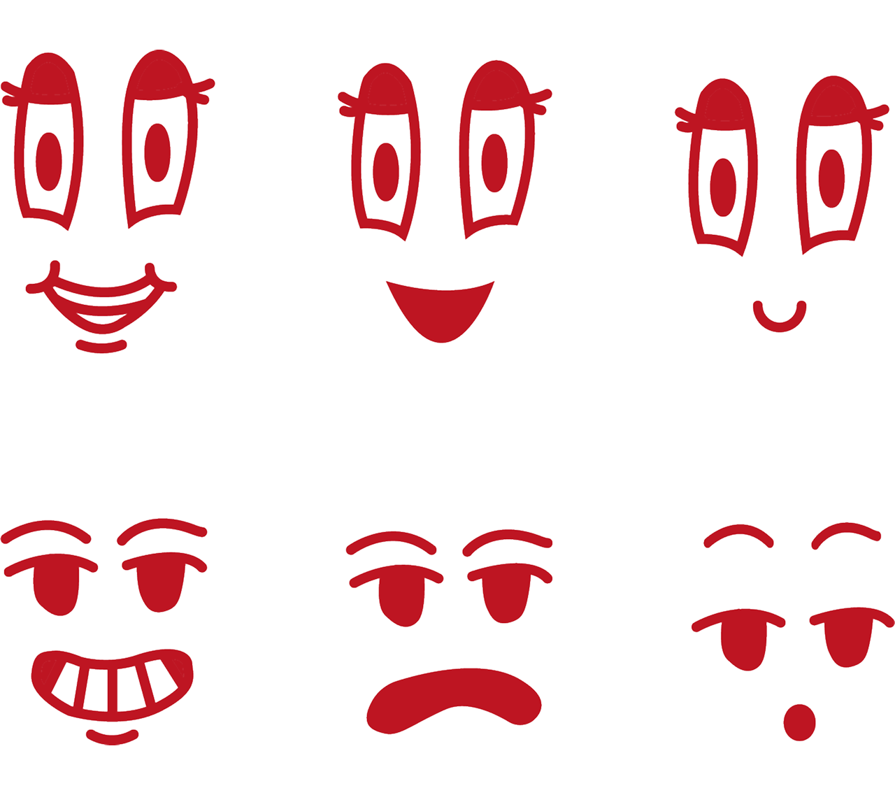 Expressions faciales des mascottes Boehli