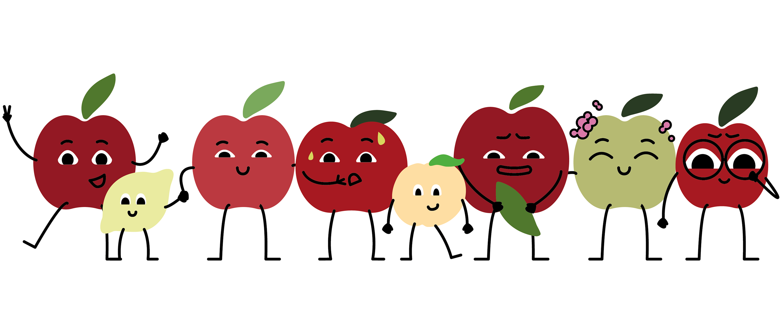 Mascotte famille de pommes