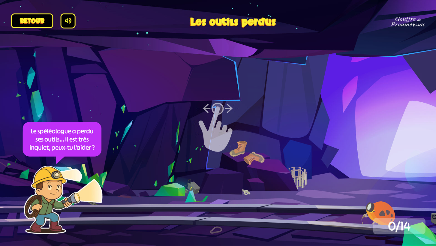 Aperçu écran du jeu spéléologie
